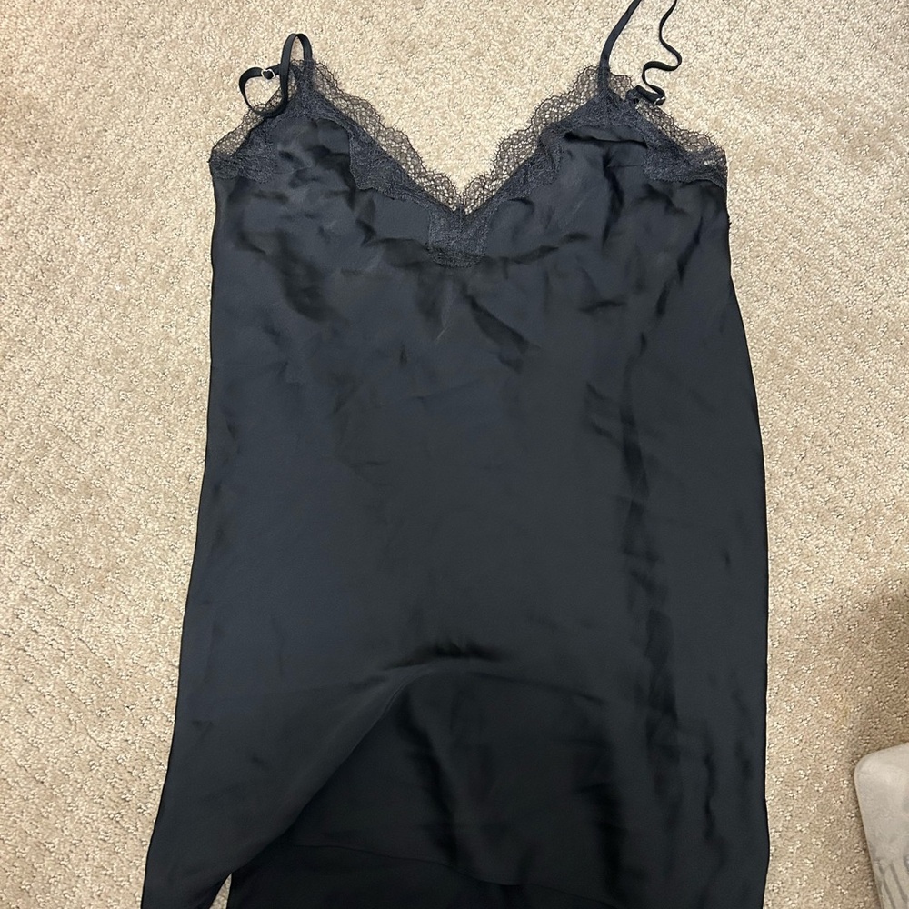 Victoria's Secret Black Satin Lace Chemise